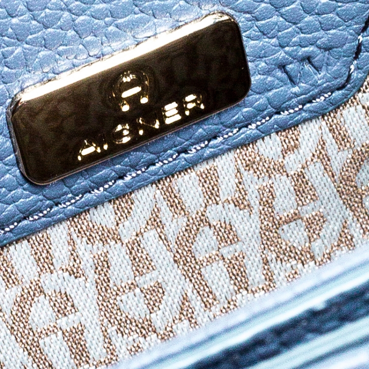 Pre Owned Aigner Pale Blue Leather Top Handle Bag