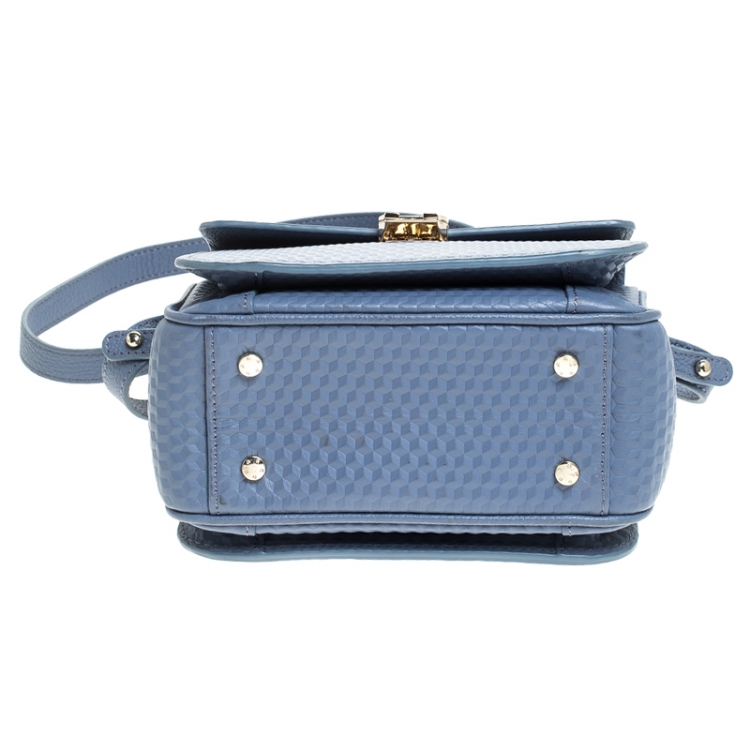 Pre Owned Aigner Pale Blue Leather Top Handle Bag