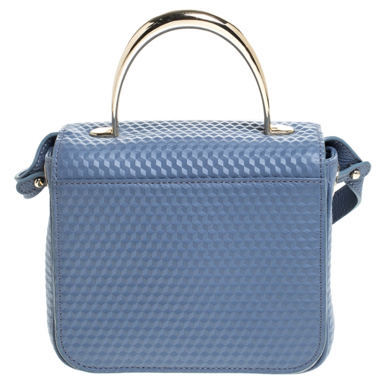 Pre Owned Aigner Pale Blue Leather Top Handle Bag