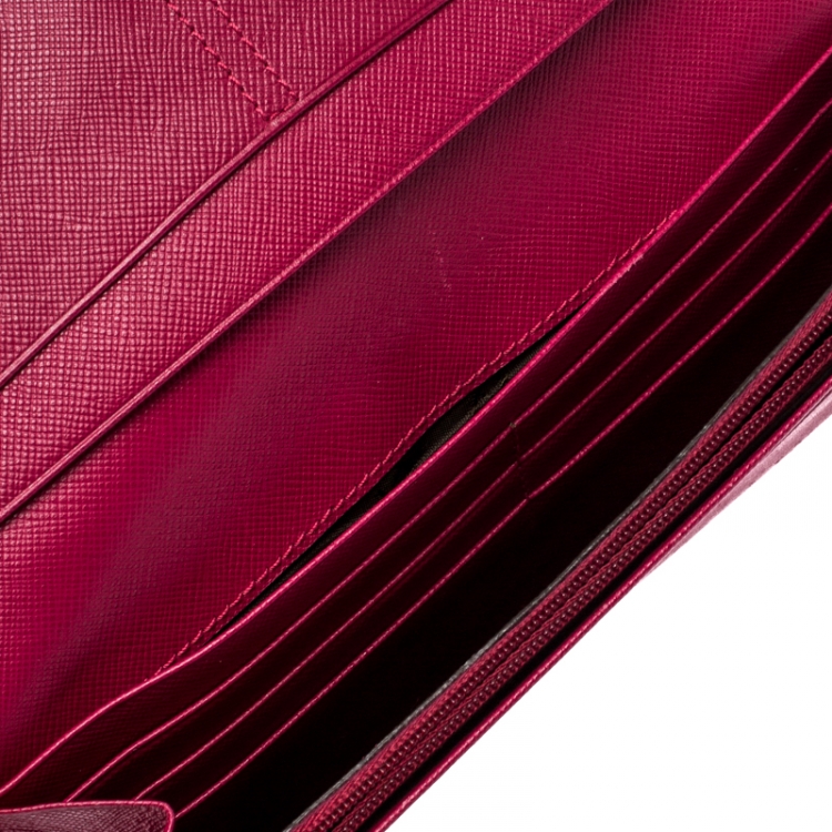 Pre Owned Aigner Magenta Leather Flap Continental Wallet