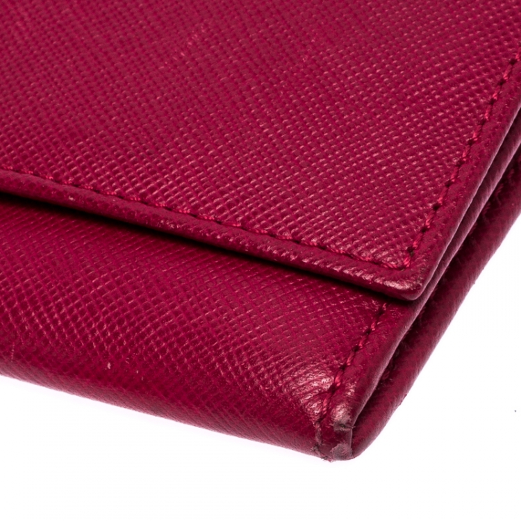 Pre Owned Aigner Magenta Leather Flap Continental Wallet