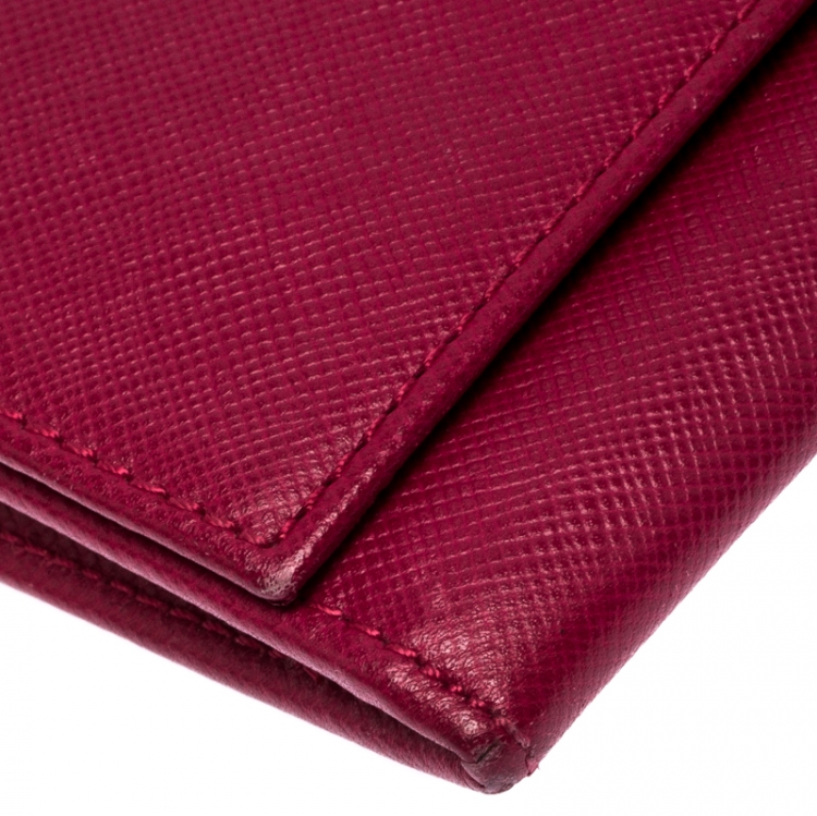 Pre Owned Aigner Magenta Leather Flap Continental Wallet