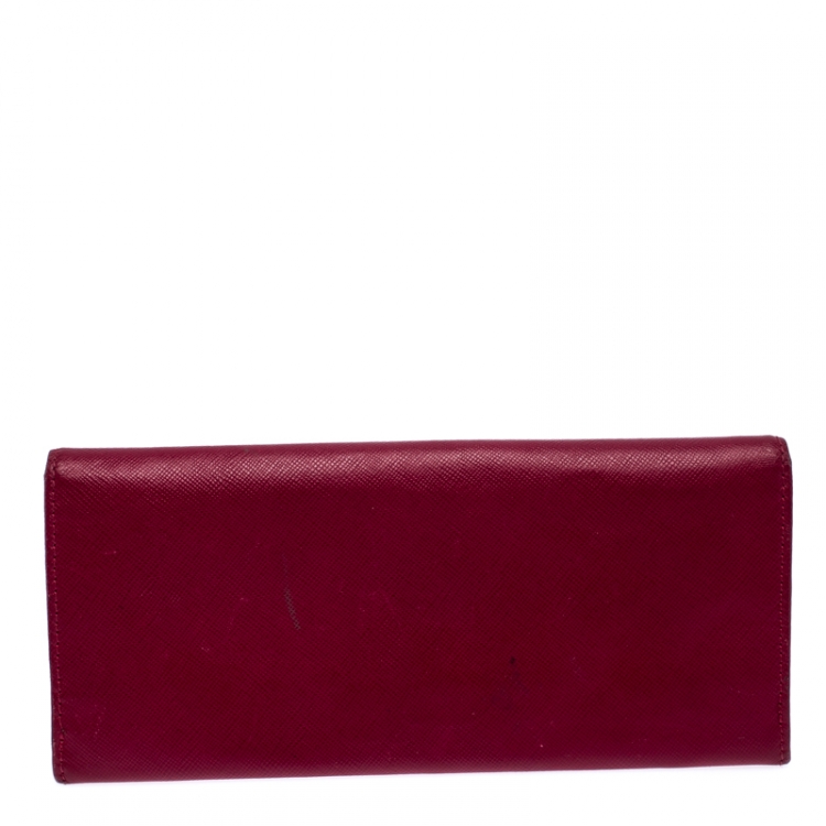 Pre Owned Aigner Magenta Leather Flap Continental Wallet