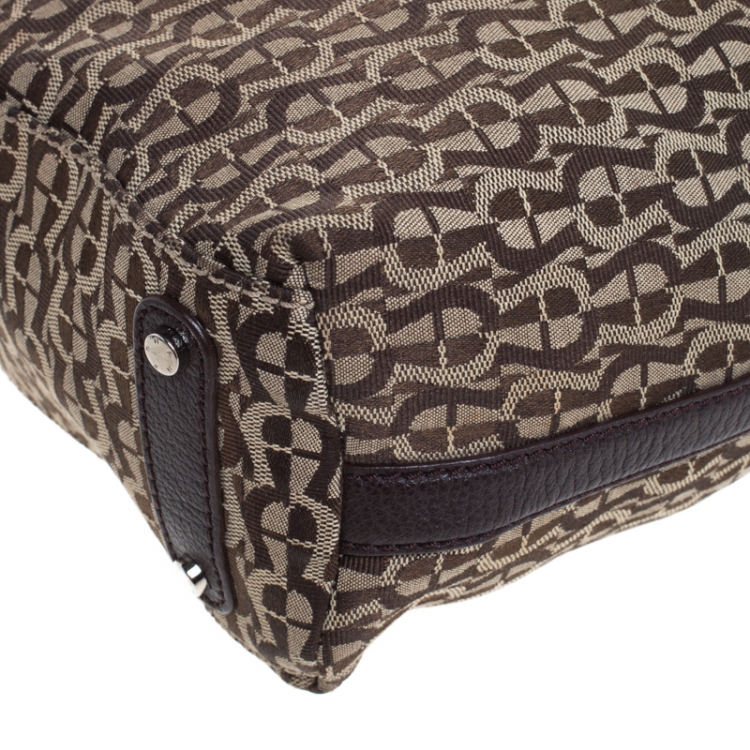 Pre Owned Aigner Brown Signature Canvas Hobo