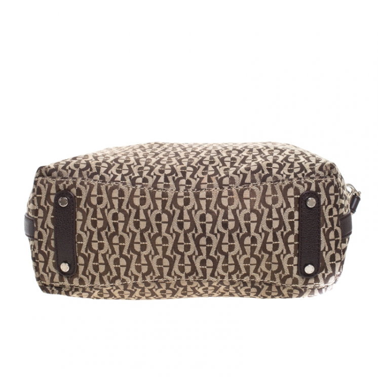 Pre Owned Aigner Brown Signature Canvas Hobo