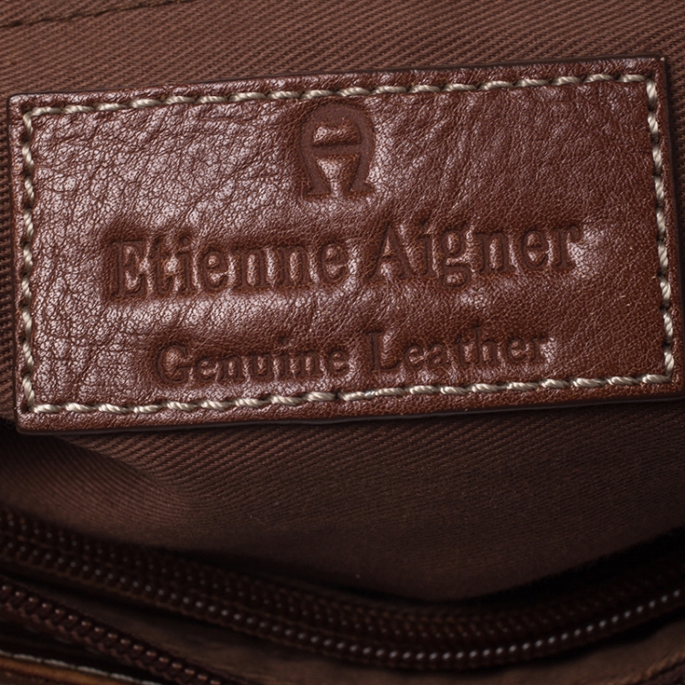 Pre Owned Aigner Brown Leather Front Zipped Shoulder Bag