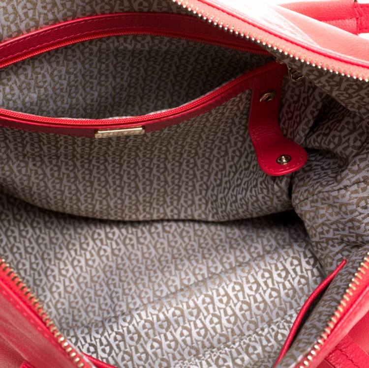 Pre Owned Aigner Red Leather Hobo