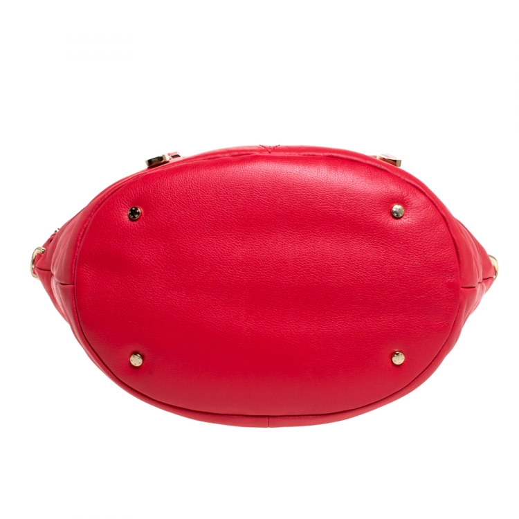 Pre Owned Aigner Red Leather Hobo
