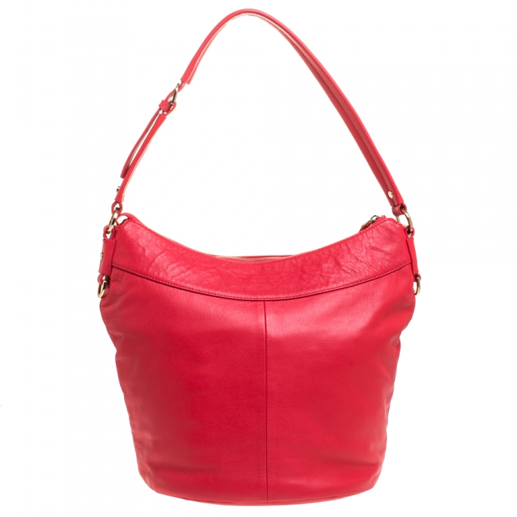 Pre Owned Aigner Red Leather Hobo