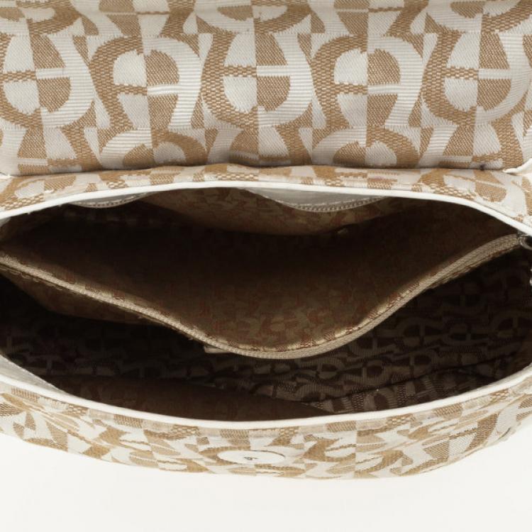 Pre Owned Aigner White Monogram Shoulder Bag