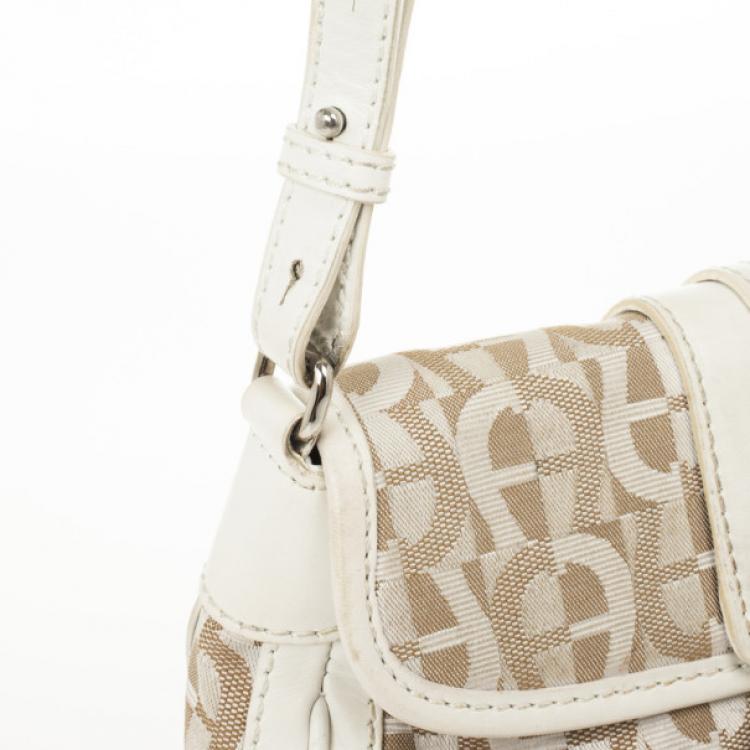 Pre Owned Aigner White Monogram Shoulder Bag