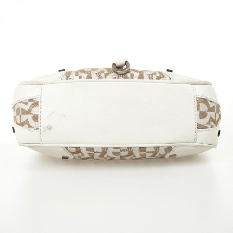 Pre Owned Aigner White Monogram Shoulder Bag