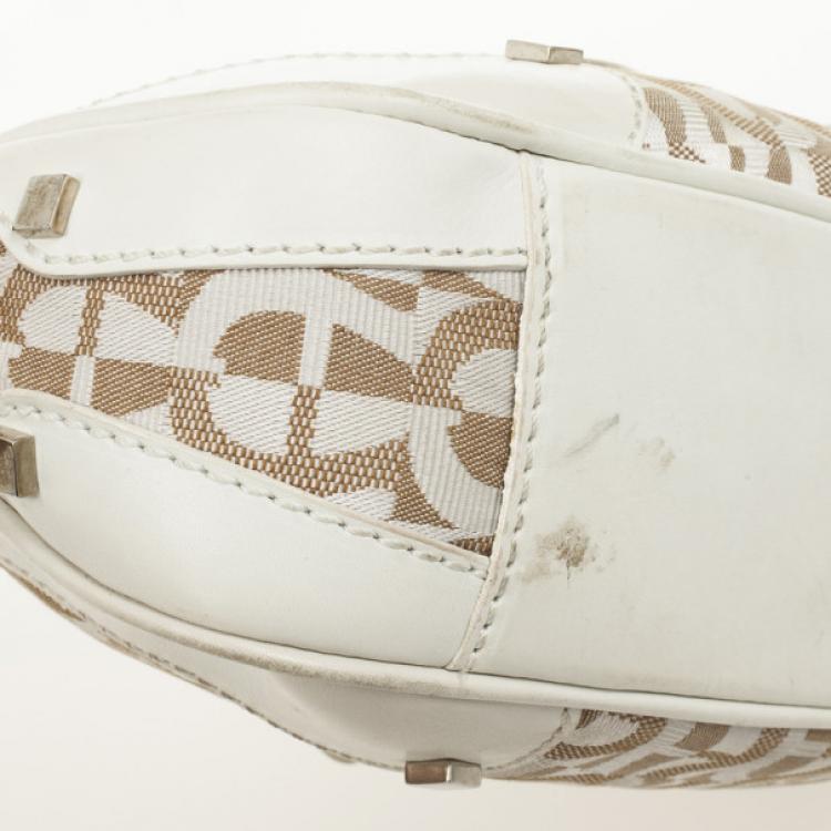 Pre Owned Aigner White Monogram Shoulder Bag