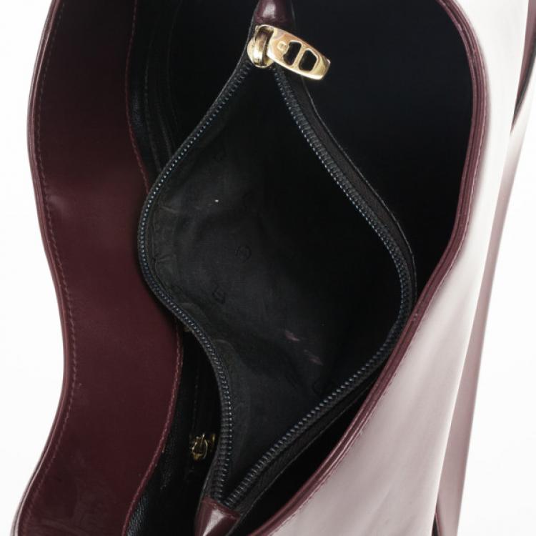 Pre Owned Aigner Burgundy Leather Vintage Hobo Bag