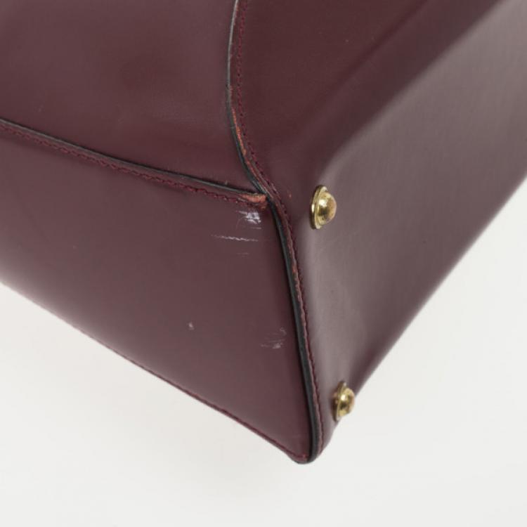 Pre Owned Aigner Burgundy Leather Vintage Hobo Bag