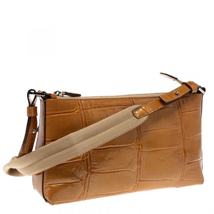 Pre Owned Aigner Tan Patent Leather Shoulder Bag