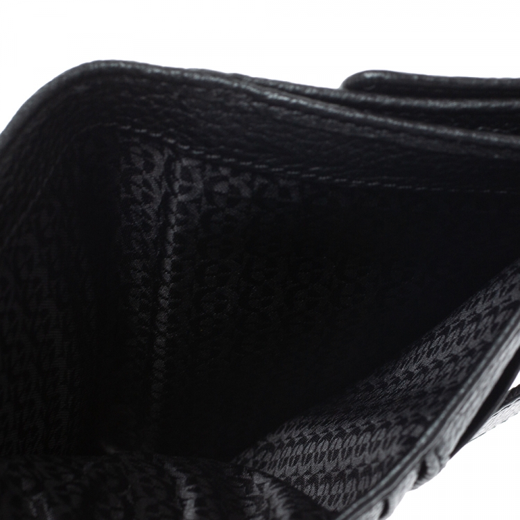 Pre Owned Aigner Black Leather Flap Continental Wallet 