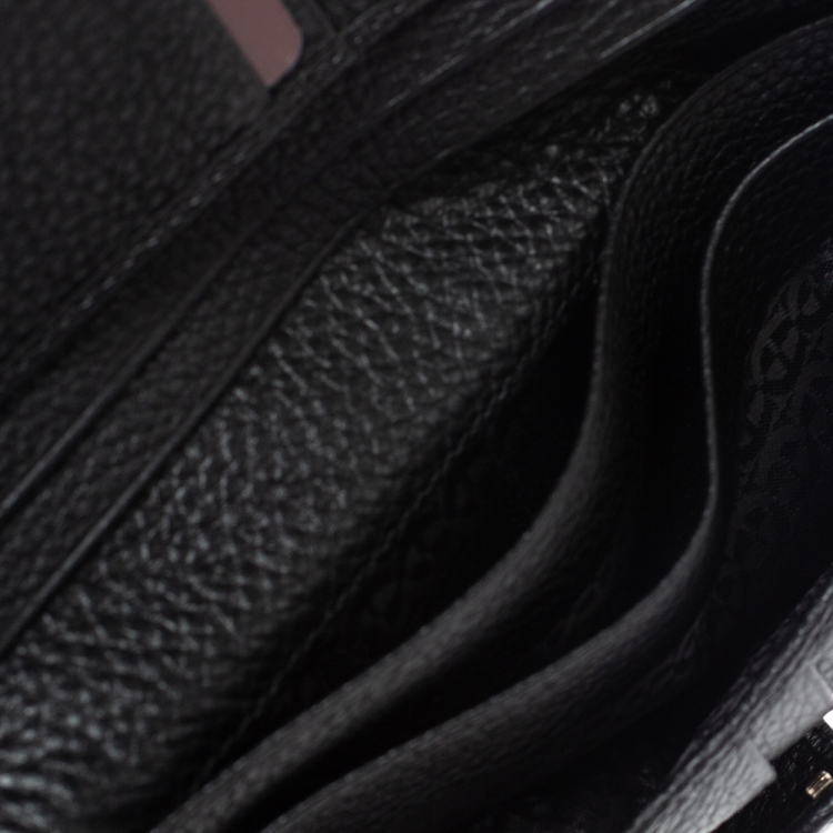 Pre Owned Aigner Black Leather Flap Continental Wallet 