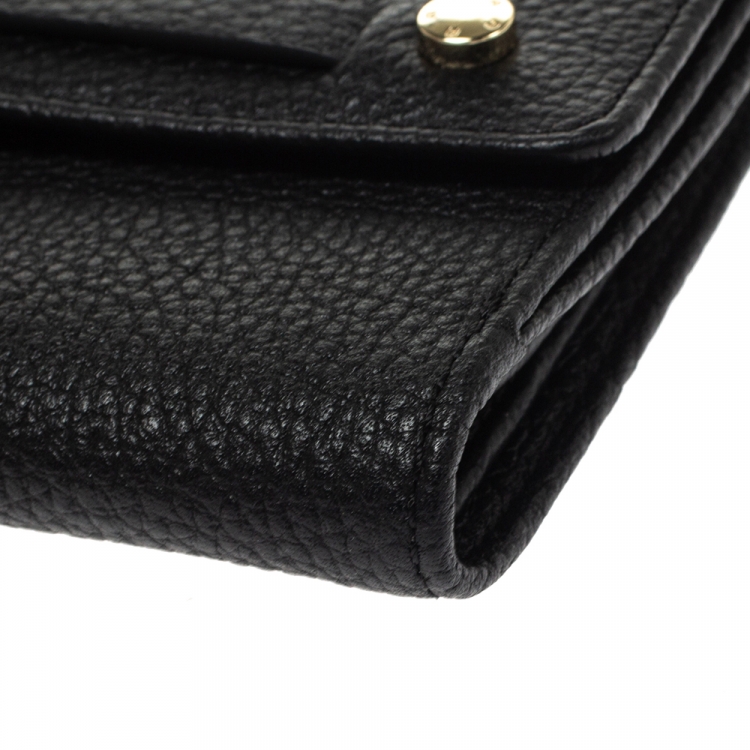 Pre Owned Aigner Black Leather Flap Continental Wallet 