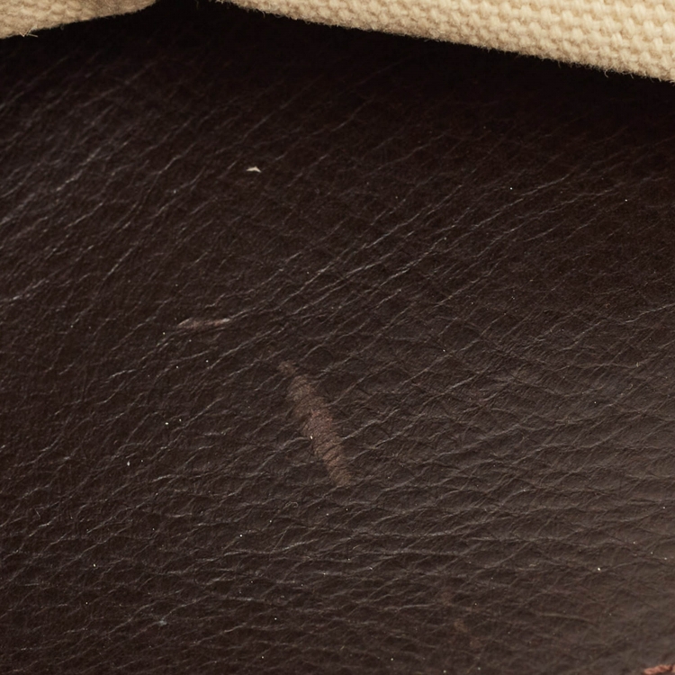 Pre Owned Aigner Brown/Cream Canvas and Leather Damascus Belted Tote