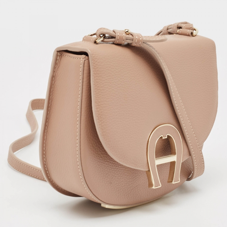 Pre Owned Aigner Beige Grained Leather Mini Pina Crossbody Bag