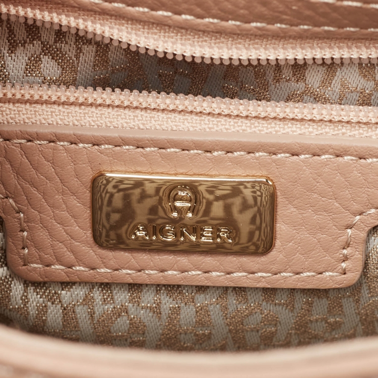Pre Owned Aigner Beige Grained Leather Mini Pina Crossbody Bag