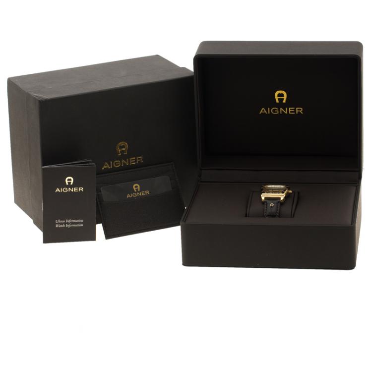 Pre Owned Aigner Mother of Pearl Gold Plated Stainless Steel Verona Women's Wristwatch 34 mm