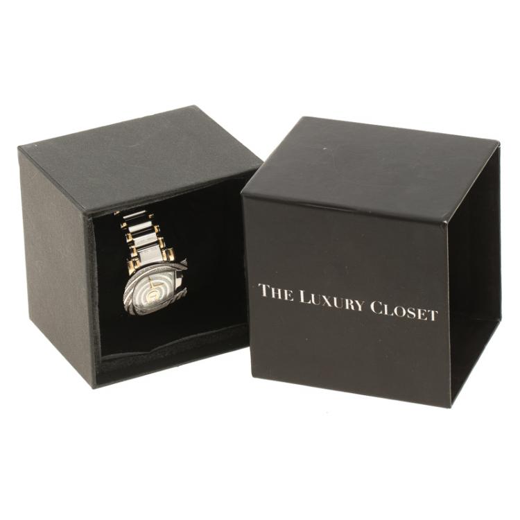 Pre Owned Aigner White Mother of Pearl Stainless Steel and Diamonds Genua Due A31600 Women's Wristwatch 31 mm