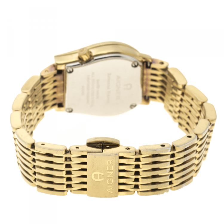Pre Owned Aigner Gold Stainless Steel Ravenna Nuovo A25200 Women's Wristwatch 24 mm