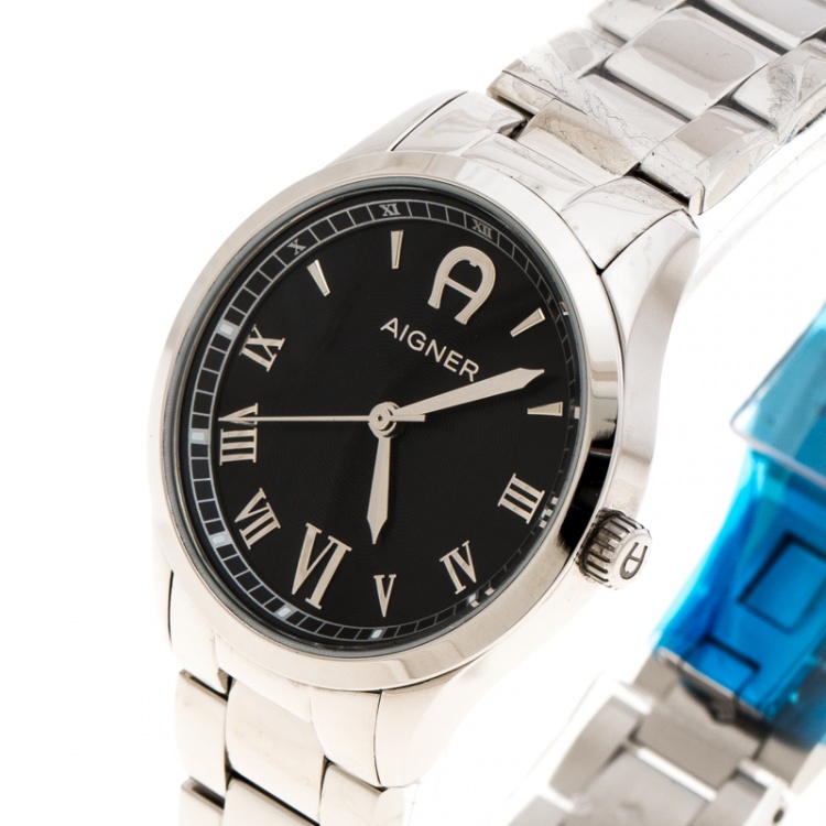 Pre Owned Aigner Black Stainless Steel  Modica A32600 Women's Wristwatch 31 mm