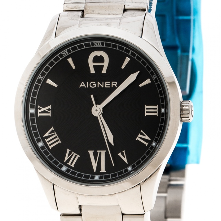 Pre Owned Aigner Black Stainless Steel  Modica A32600 Women's Wristwatch 31 mm