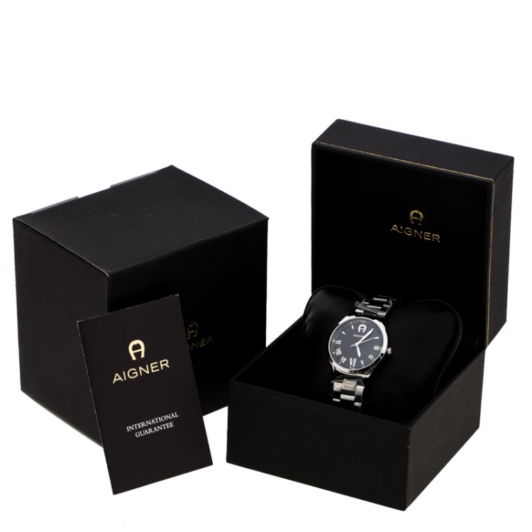 Pre Owned Aigner Black Stainless Steel  Modica A32600 Women's Wristwatch 31 mm
