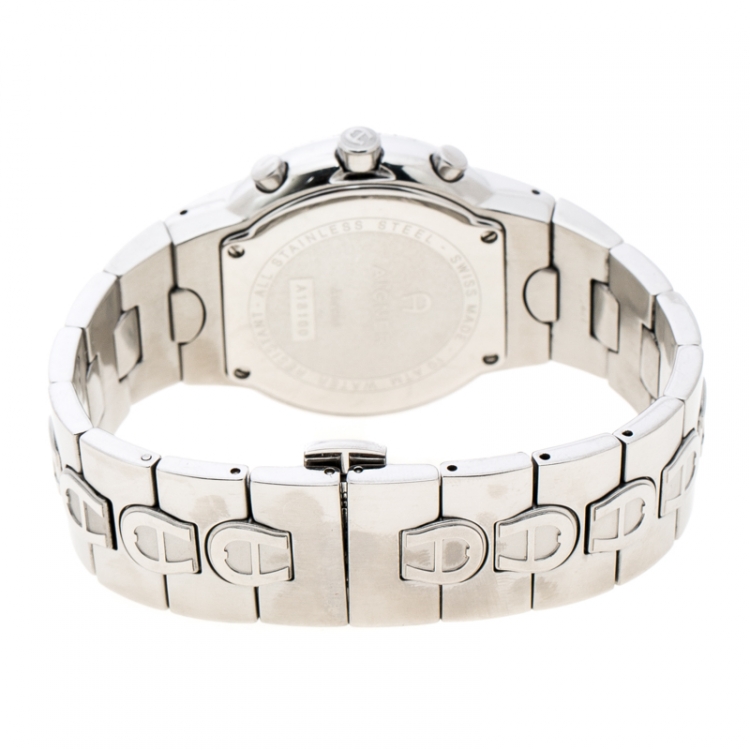 Pre Owned Aigner White Mother of Pearl Stainless Steel and Diamonds Ancona A18100 Women's Wristwatch 40 mm