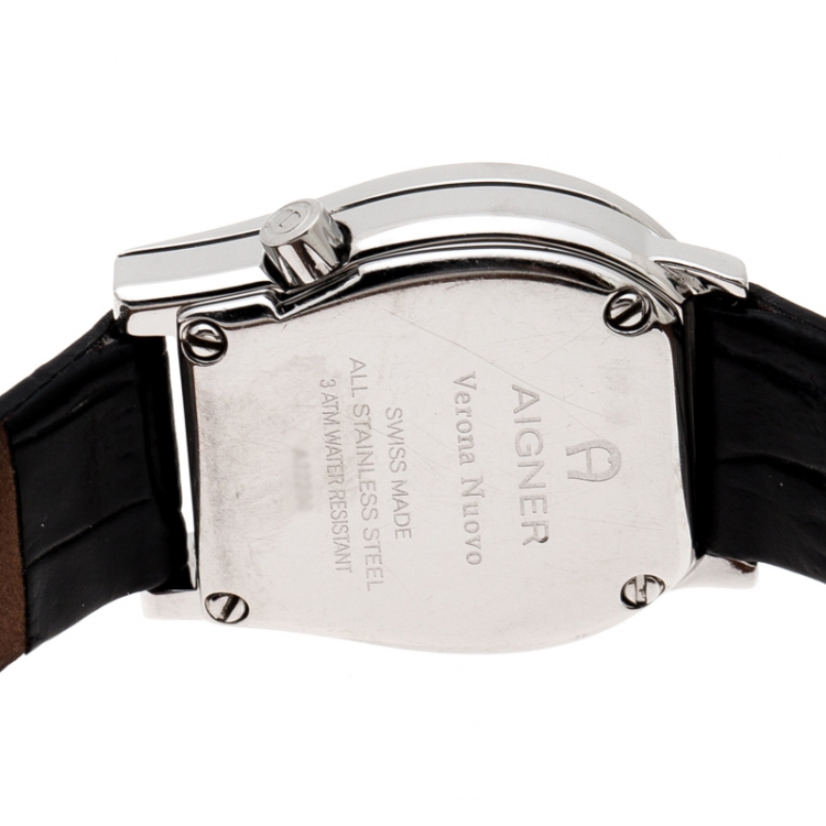 مملوكة مسبقًا Aigner Silver Stainless Steel Verona Nuovo A22200 Women's Wristwatch 24 mm