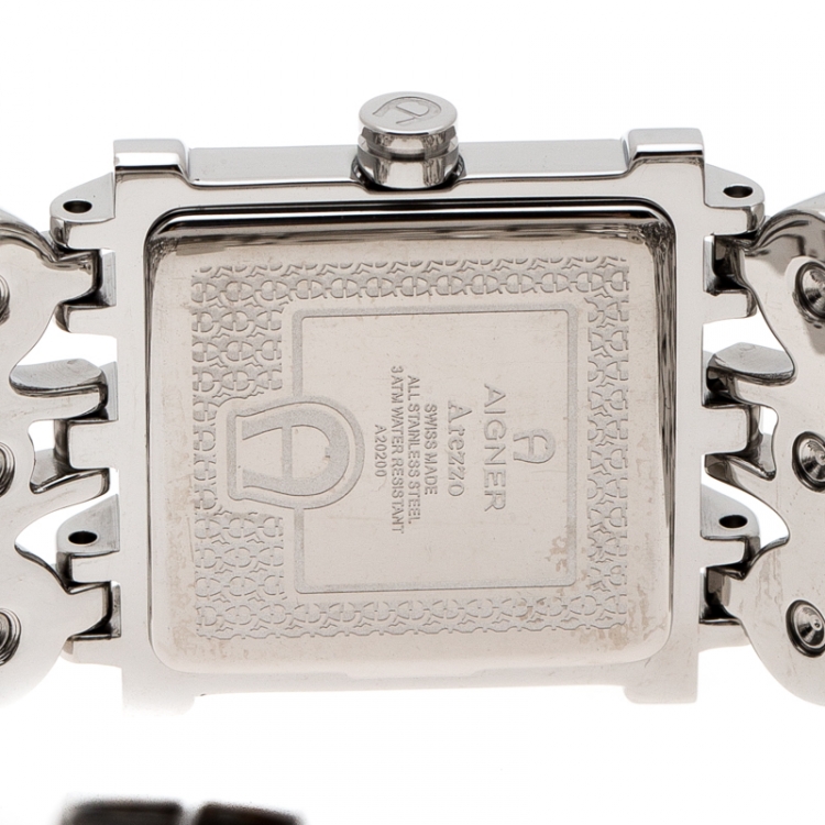 Pre Owned Aigner Mother of Pearl Stainless Steel Arezzo A20200 Women's Wristwatch 23 mm
