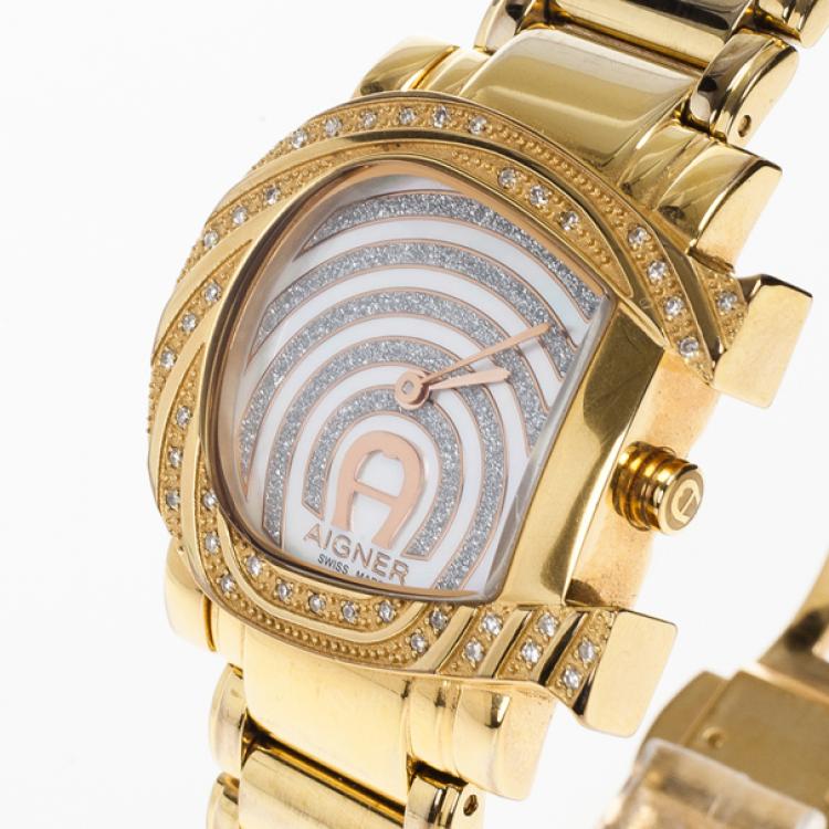 Pre Owned Aigner Genua SS Diamonds Womens Wristwatch 30 MM