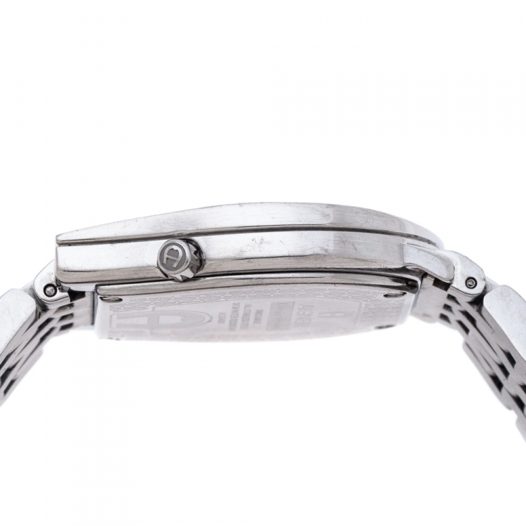 Pre Owned Aigner Silver Stainless Steel Diamonds Ravenna Nuovo A25400 Wristwatch 30 mm