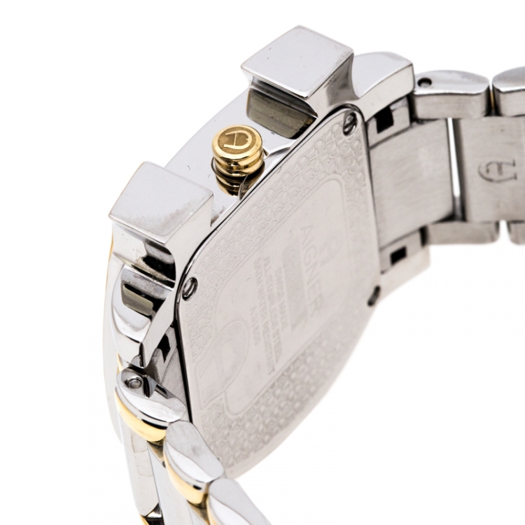Pre Owned Aigner  Mother of Pearl Two-Tone Stainless Steel Diamonds Genua Due A31600 Women's Wristwatch 31 mm