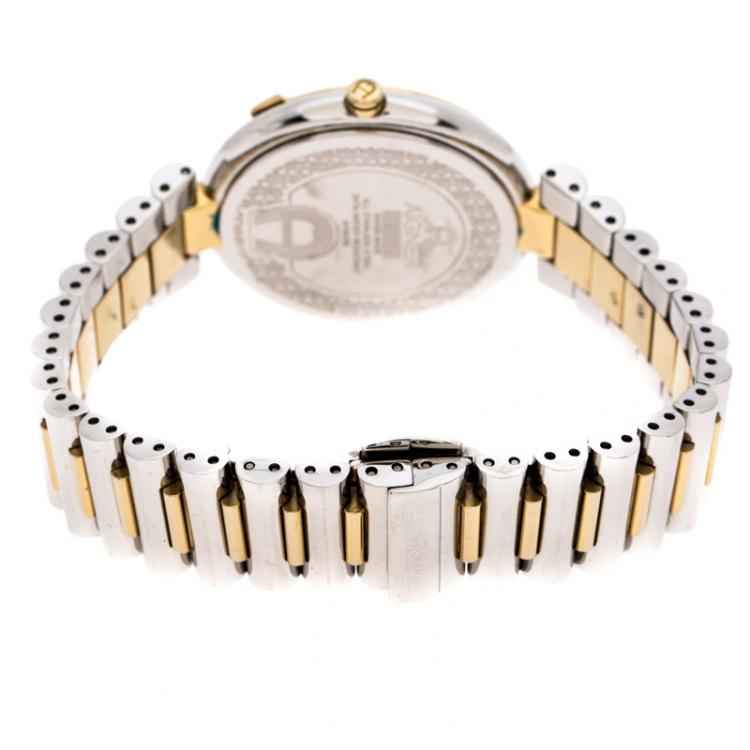 Pre Owned Aigner Mother Of Pearl Two-Tone Stainless Steel Gorizia A106200 Women's Wristwatch 33 mm