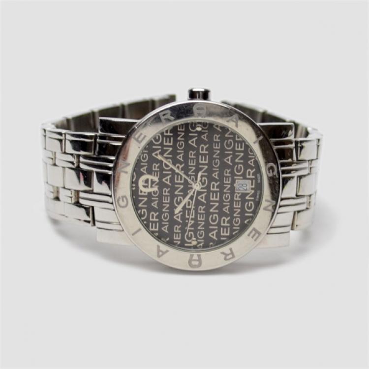Pre Owned Aigner Grey Stainless Steel Womens Wristwatch 40 MM