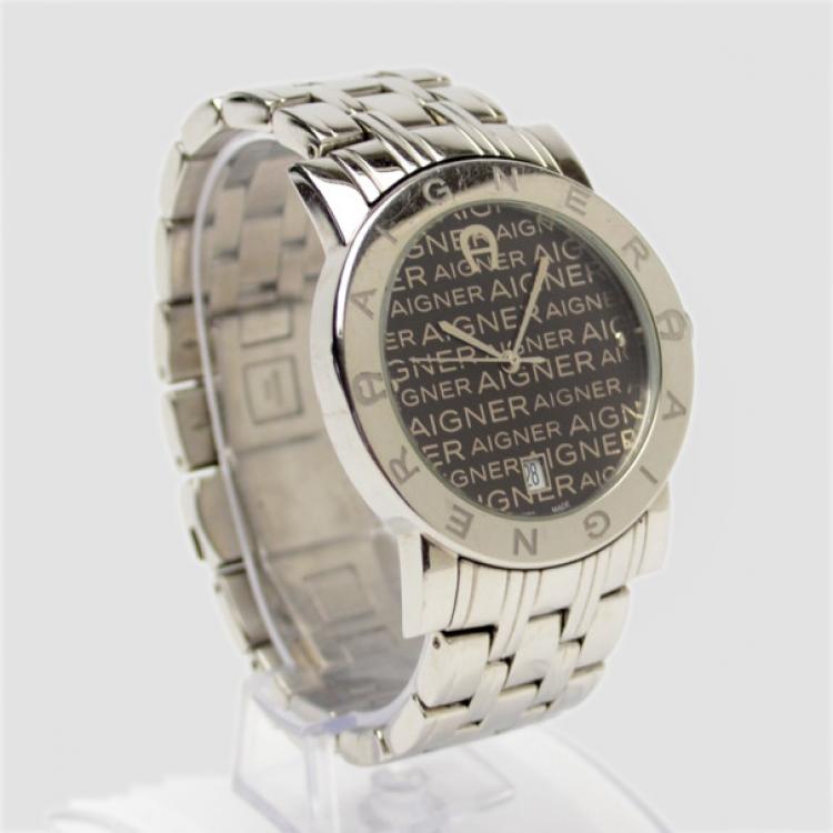 Pre Owned Aigner Grey Stainless Steel Womens Wristwatch 40 MM