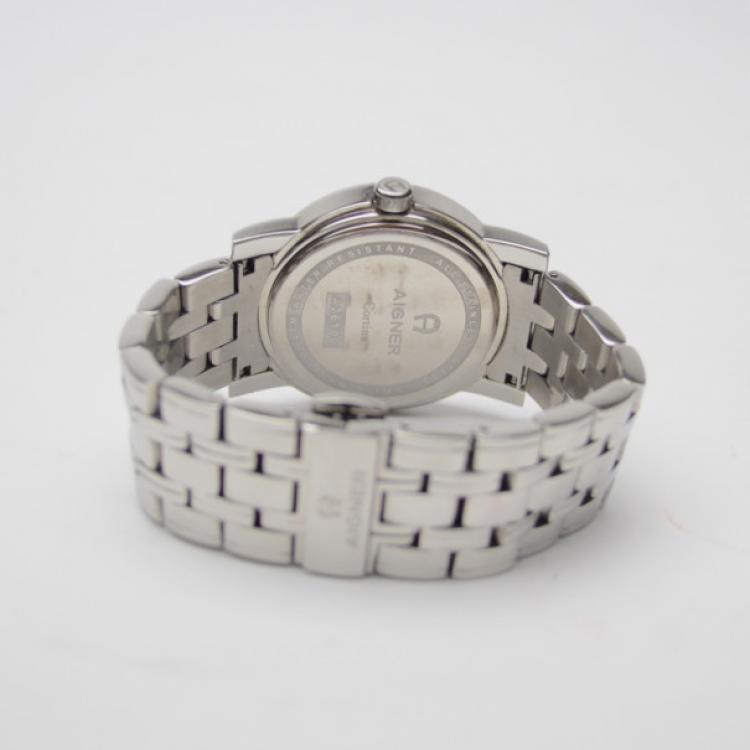 Pre Owned Aigner Grey Stainless Steel Womens Wristwatch 40 MM