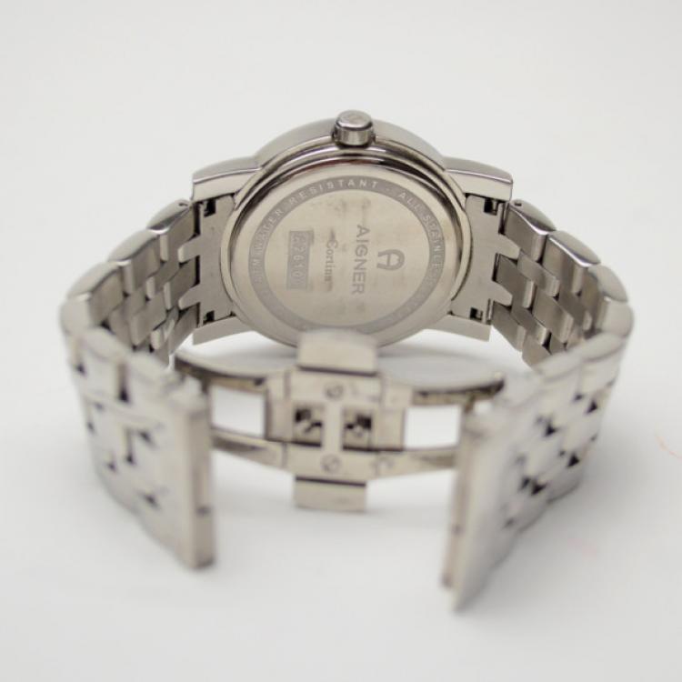 Pre Owned Aigner Grey Stainless Steel Womens Wristwatch 40 MM