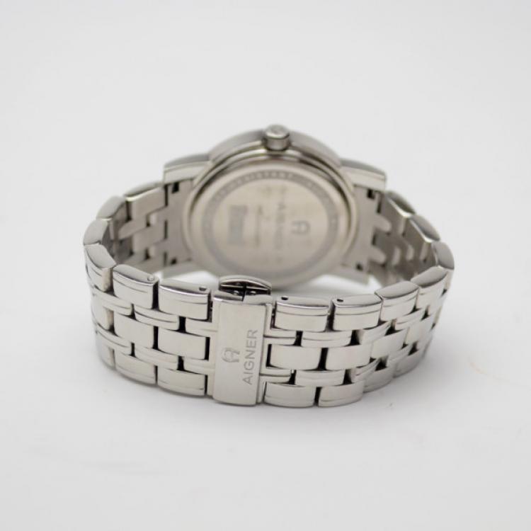 Pre Owned Aigner Grey Stainless Steel Womens Wristwatch 40 MM