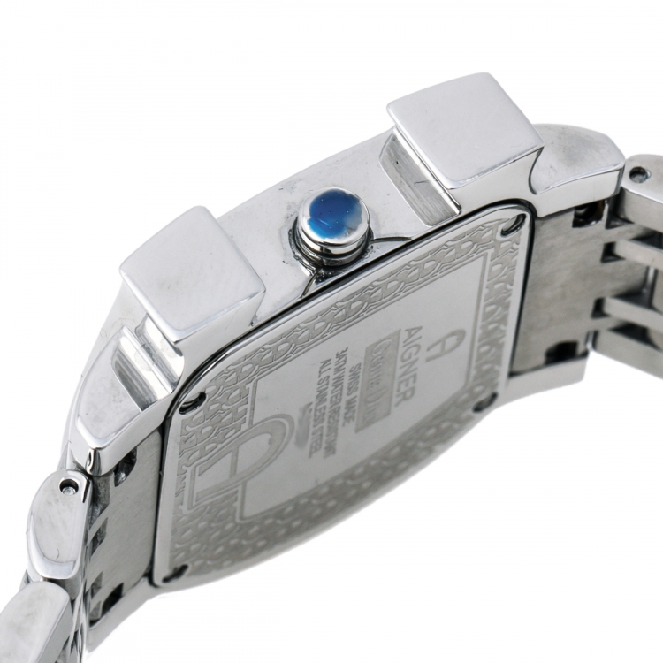 Pre Owned Aigner Silver Burst Stainless Steel Genua Due A31600 Women's Wristwatch 31 mm