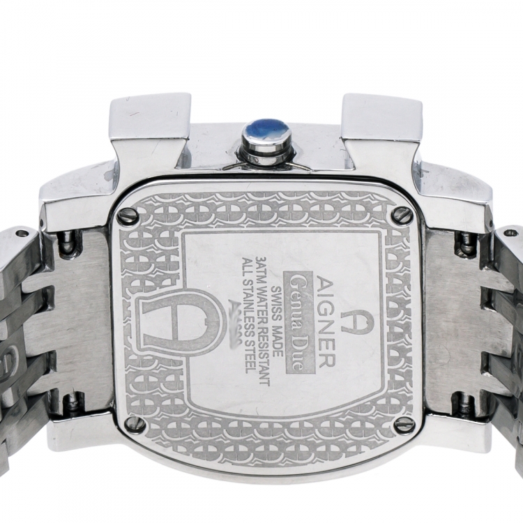 Pre Owned Aigner Silver Burst Stainless Steel Genua Due A31600 Women's Wristwatch 31 mm