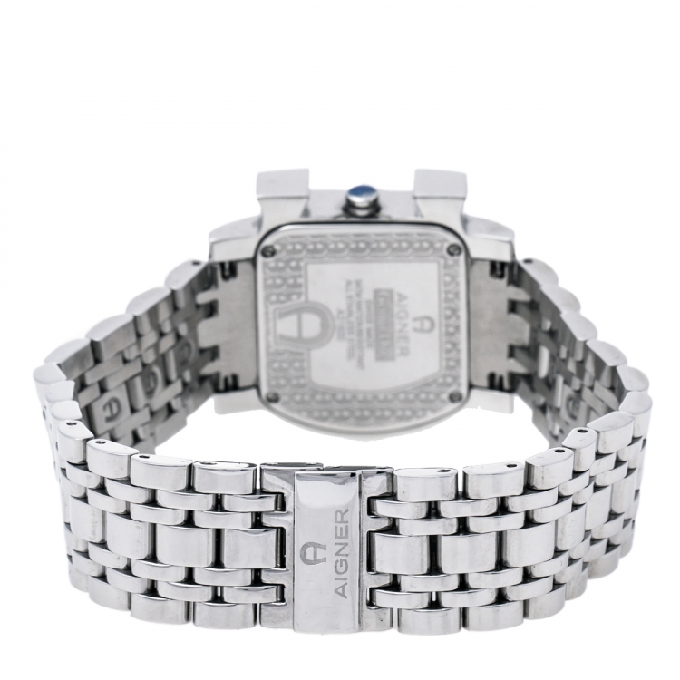 Pre Owned Aigner Silver Burst Stainless Steel Genua Due A31600 Women's Wristwatch 31 mm