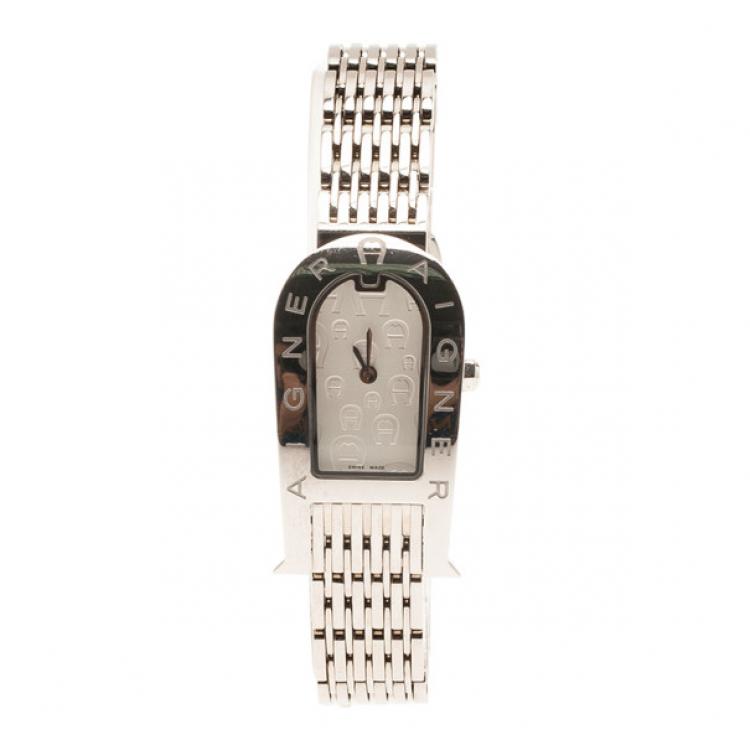 Pre Owned Aigner Mother of Pearl Stainless Steel Olbia Women's Wristwatch 20MM