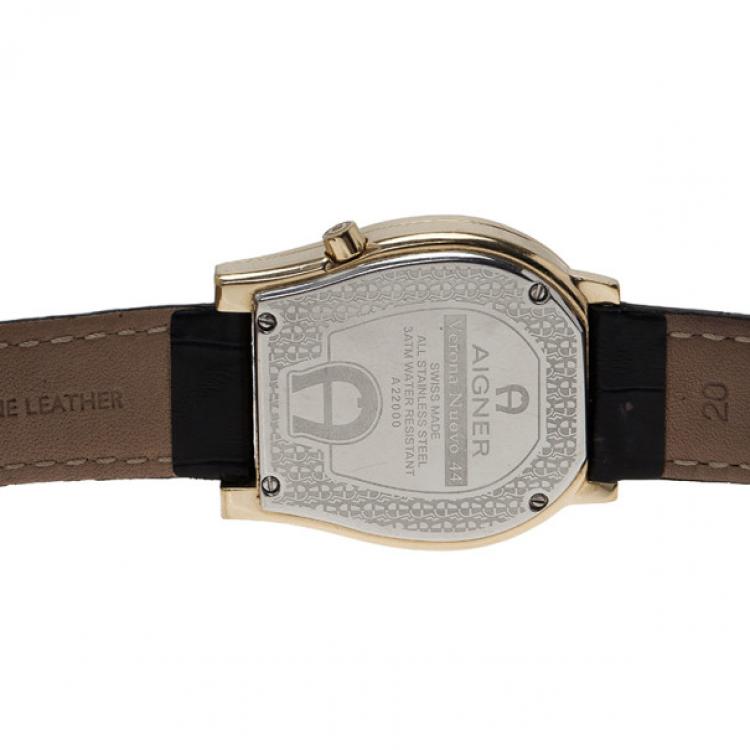 Pre Owned Aigner Gold Stainless Steel Verona Nuovo 44 Women's Wristwatch 36MM