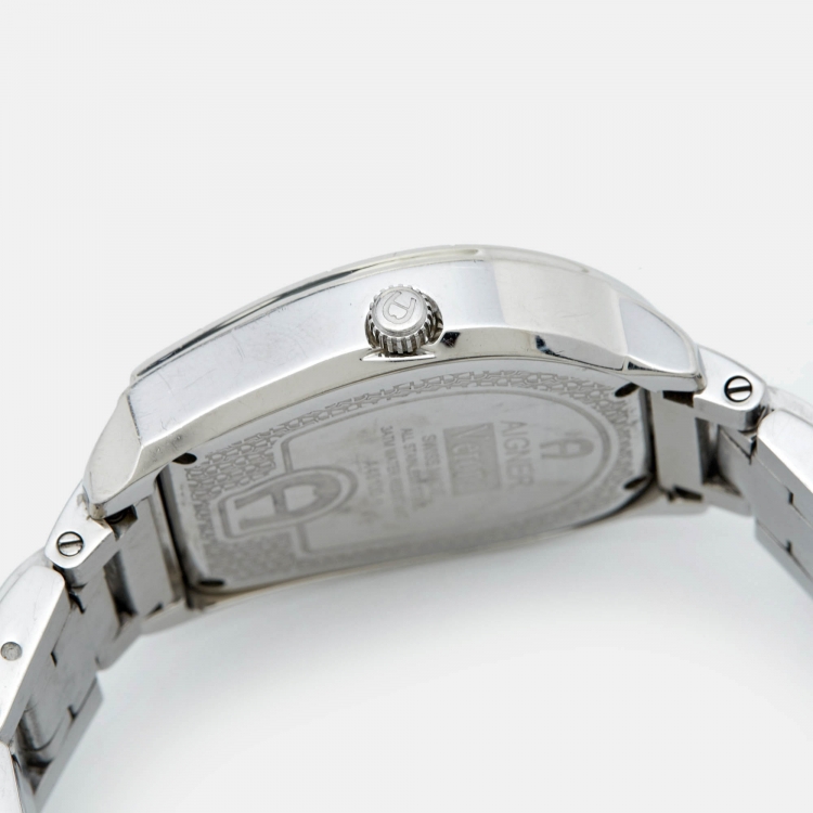Pre Owned Aigner Mother of Pearl Stainless Steel Verona A48100 Women's Wristwatch 33 mm